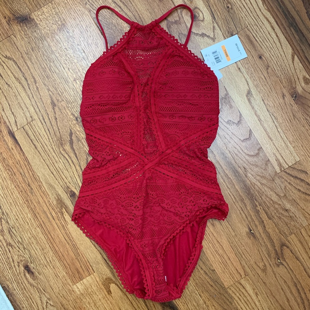 NWT Becca Crochet High Neck One Piece